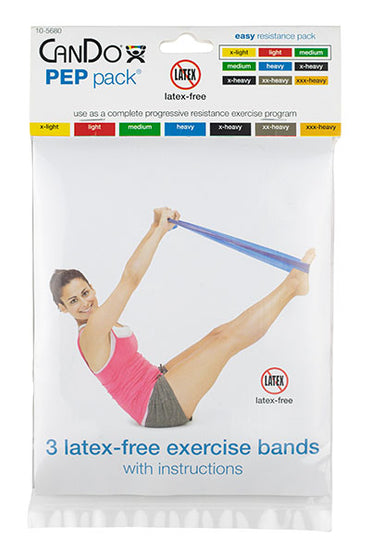 CanDo Latex-Free Exercise Band - PEP Pack - Easy (Yellow, Red, Green)