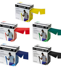 CanDo Latex Free Exercise Band - 100 yard Perf 100 rolls, 5-piece set (1 each: yellow, red, green, blue, black)