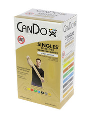 CanDo Latex Free Exercise Band - box of 30, 5' length - Tan - xx-light