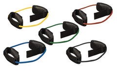 CanDo Exercise Tubing with Cuff Exerciser - 5-piece set (1 each: yellow, red, green, blue, black)