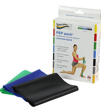 Sup-R Band Latex Free Exercise Band - PEP pack, 3-piece set (1 each: green, blue, black)