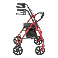 4 Wheel Steel Rollator w/7ð Casters & Basket-Loop-Red