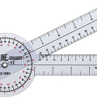 Baseline Plastic Goniometer - 360 Degree Head - 8 inch Arms