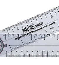 Baseline Plastic Goniometer - Rulongmeter Style - HiRes 360 Degree Head - 6 inch Arms