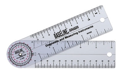 Baseline Plastic Goniometer - Rulongmeter Style - 360 Degree Head - 6 inch Arms