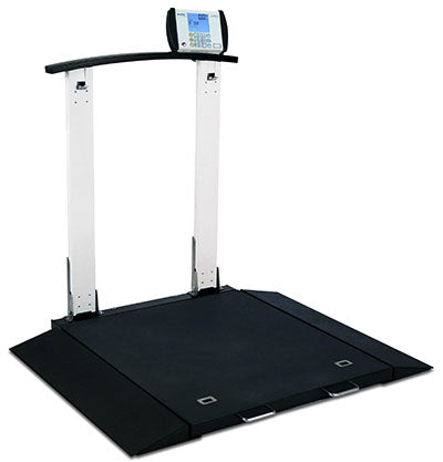 Detecto, 6560 Wheelchair Scale, Portable, Folding Column, 1000 lb x .2 lb / 450 kg x .1 kg, AC Adapter