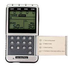 Digital 4-channel EMS/TENS unit, portable/battery or AC adapter, complete
