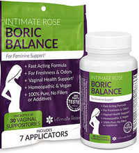 Intimate Rose, Boric Acid Vaginal Suppositories, 30 Count (600mg) + 7 Applicators