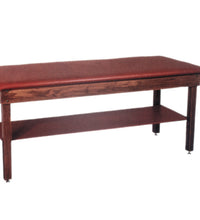 wooden treatment table - H-brace, shelf, upholstered, 72" L x 30" W x 30" H