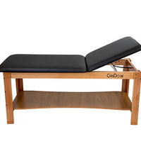 CanDo Treatment Table w/Adjustable Back & Shelf, 400 LB Capacity, 78"L x 30"W, Black Top, Quick Ship