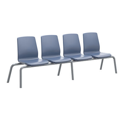 Structured Seating, 1 Seat, No Arms, Bolt Down, Blue Grey