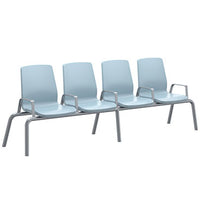 Structured Seating, 4 Seats, With Arms, Bolt Down, Blue Grey