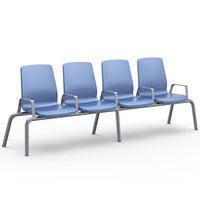 Structured Seating, 2 Seats, Arms/Dividers, Bolt Down, Blue Grey