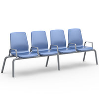 Structured Seating, 3 Seats, Arms/Dividers, Bolt Down, Blue Grey