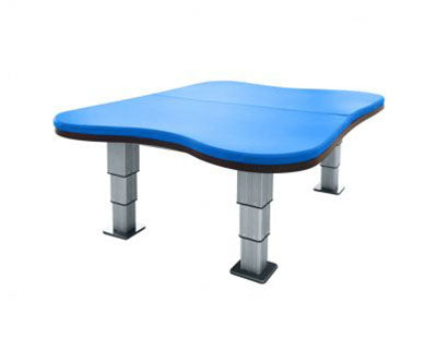 Tri W-G Mat Table, Bariatric Motorized Hi-Lo (17.25"-33"H), Hour-Glass Top, 5'W x 7'L, 750 lb capacity