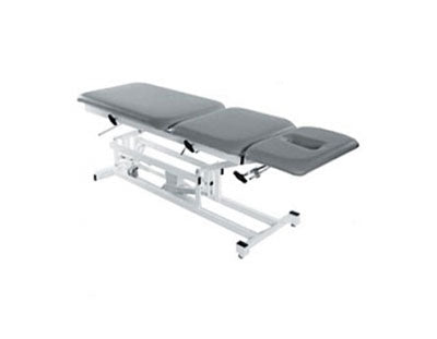 Tri W-G Treatment Table, Motorized Hi-Lo 3 section, fixed center, 27" x 76", w/ casters