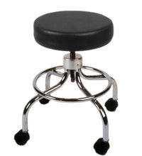 Mechanical mobile stool, no back, 18" - 24" H, black upholstery