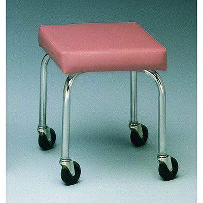 Mobile stool, no back, square top, 18" H, specify upholstery color