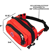 Deluxe First Aid Fanny Pack, 11.5" x 5" x 7.5", Red