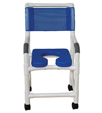 MJM International, deluxe shower chair (18"), twin casters (3"), blue