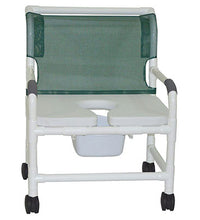 MJM International, extra-wide shower chair (26"), twin casters (4"), full support soft seat