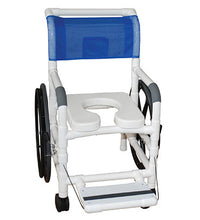 MJM International, aquatic/rehab shower transport chair (18"), rear wheels (24"), footrest