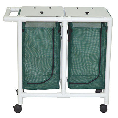 Double hamper with mesh bag - push/pull handle