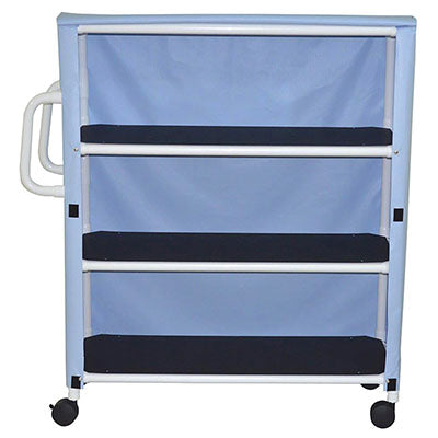 3-Shelf jumbo linen cart with mesh or solid vinyl cover - 5" casters