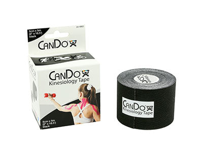 CanDo Kinesiology Tape, 2" x 16.5 ft, Black, 10 Rolls