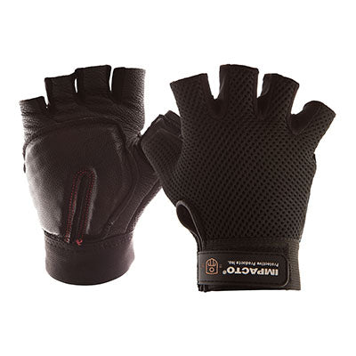 Impacto Carpal Tunnel Glove, Black Cowhide, Half Finger, Medium