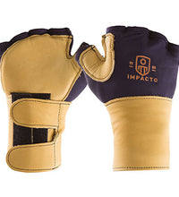 Impacto Anti-Impact Glove with Wrist Support, Nylon Lycra with Grain Leather, Fingerless, Small