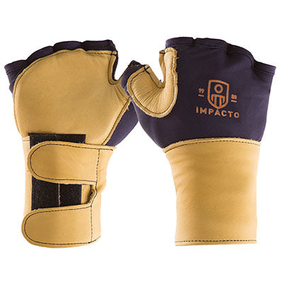 Impacto Anti-Impact Glove with Wrist Support, Nylon Lycra with Grain Leather, Fingerless, Small