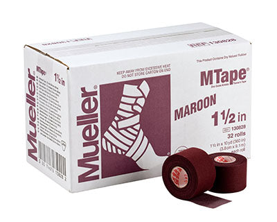 Mueller MTape, Maroon, 1.5" x 10 yd - 32 rolls