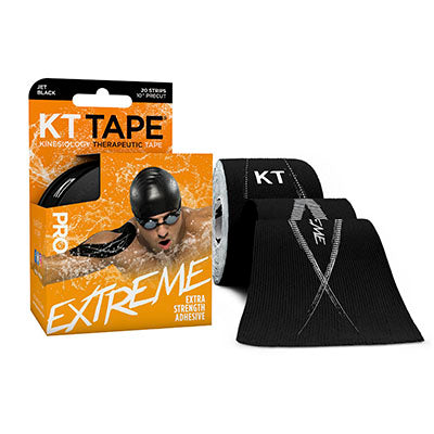 KT TAPE PRO Extreme, Precut 10" Strip (20 each), Jet Black