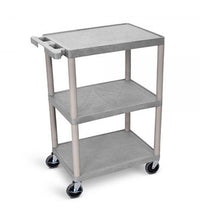 Plastic Utility Cart, 3 Shelves, Grey