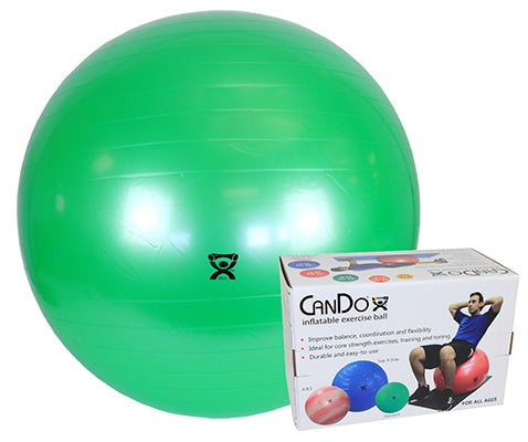 CanDo Inflatable Exercise Ball - Green - 26" (65 cm), Retail Box