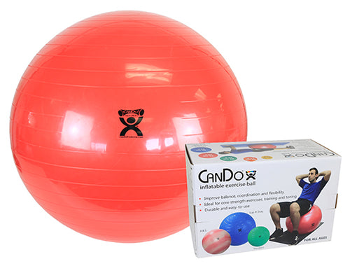 CanDo Inflatable Exercise Ball - Red - 30" (75 cm), Retail Box