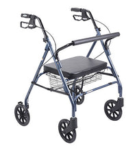 Heavy Duty Bariatric Walker Rollator with Large Padded Seat, Blue