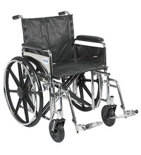 Sentra Extra Heavy Duty Wheelchair, Detachable Desk Arms, Swing away Footrests, 24" Seat