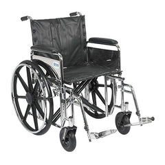 Sentra Extra Heavy Duty Wheelchair, Detachable Desk Arms, Swing away Footrests, 24