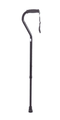 Offset handle adjustable aluminum cane, 29 - 38", black, 6 each