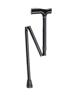 Folding aluminum cane, 33 - 37", black, 1 each