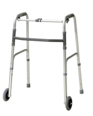 Folding 2-button walker, 5" wheel-glides, adult, 1 each