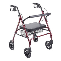Drive, Heavy Duty Bariatric Rollator Rolling Walker with Large Padded Seat, Red