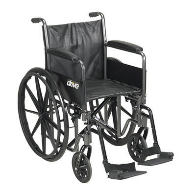 Drive, Silver Sport 2 Wheelchair, Detachable Full Arms, Swing away Footrests, 18" Seat