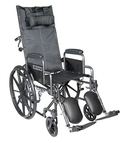 Drive, Silver Sport Reclining Wheelchair with Elevating Leg Rests, Detachable Desk Arms, 16" Seat