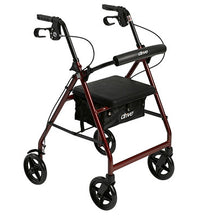 Drive, Aluminum Rollator Rolling Walker with Fold Up and Removable Back Support and Padded Seat, Red