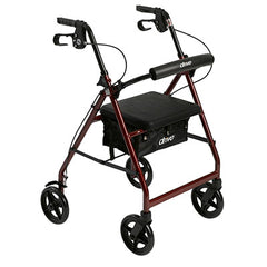 Drive, Aluminum Rollator Rolling Walker with Fold Up and Removable Back Support and Padded Seat, Red