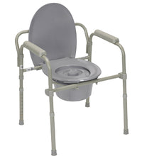 Commode with fixed arms, Steel, adjustable Height, 4 each