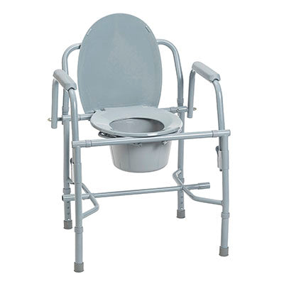 Commode with drop arms, deluxe steel, 19-23" height, 1 each